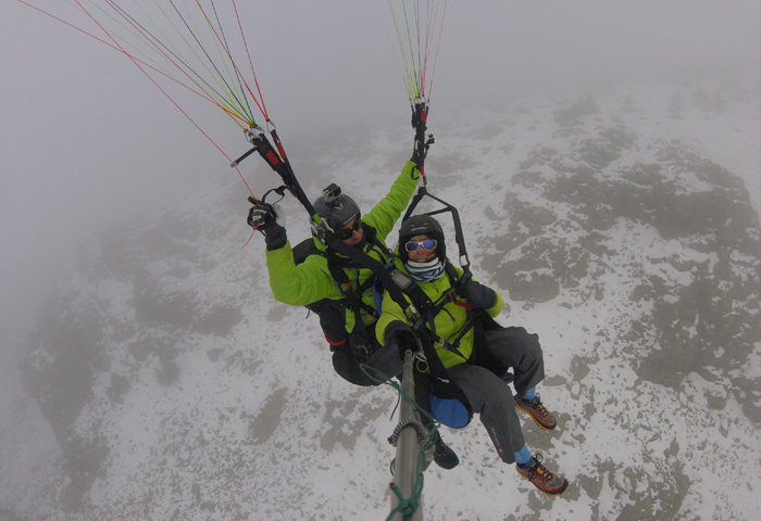 excursion con raquetas parapente biplaza